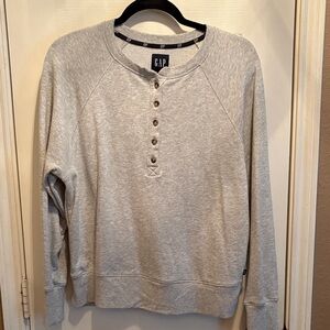 GAP Light Gray Button-Up Sweatshirt